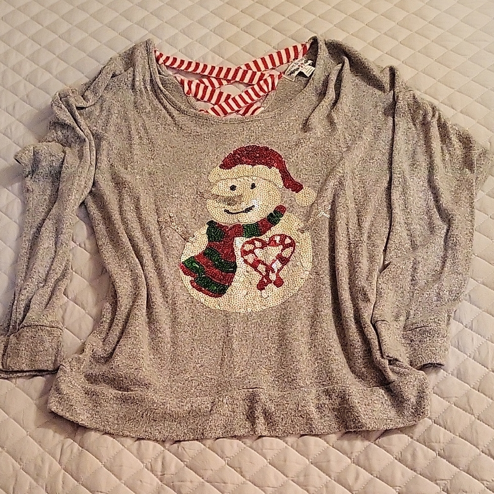 Festive Gray Snowman Sweater